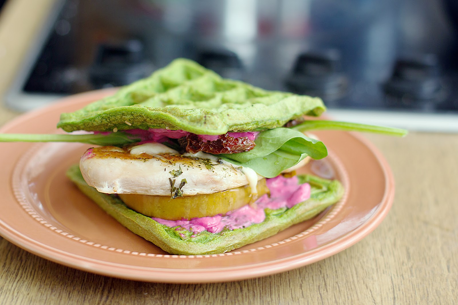 Receta Waffles Salados de Espinaca y Sandwich Gluten Free