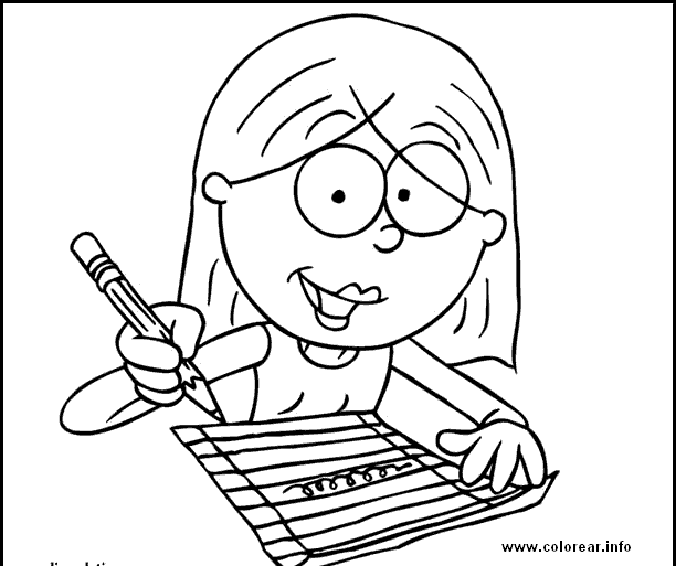 Dubujos Para Colorear De Unos Ninos Escribiendo Imagui