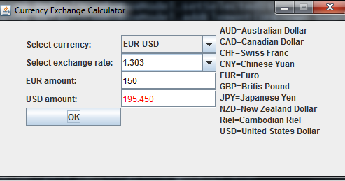 Java Programs Currency Exchange Calculator
