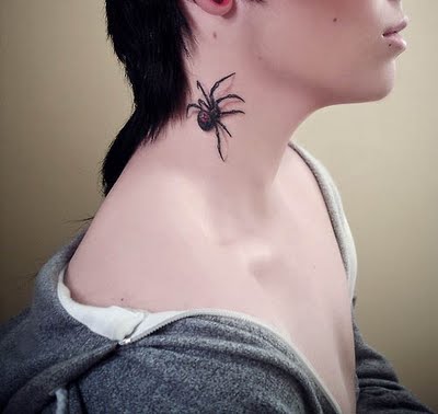 Beautiful Spider Tattoo On Neck Posted by Admin at 1250 AM
