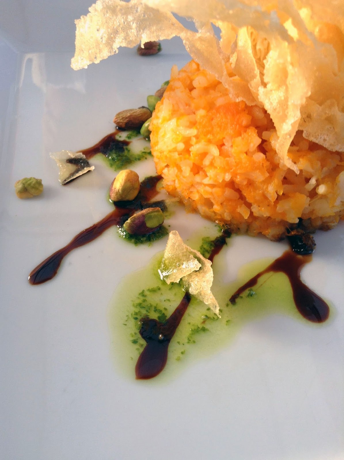 entree of goat cheese with rice & pumpkin