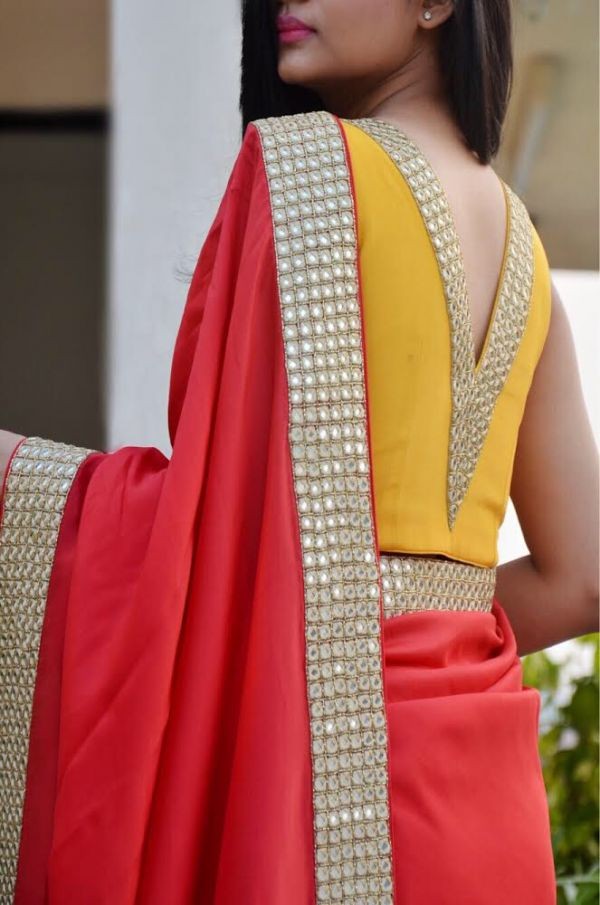 Back Side Simple Silk Saree Blouse Designs Back Neck