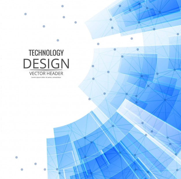 technological background with blue geometric shapes free vector