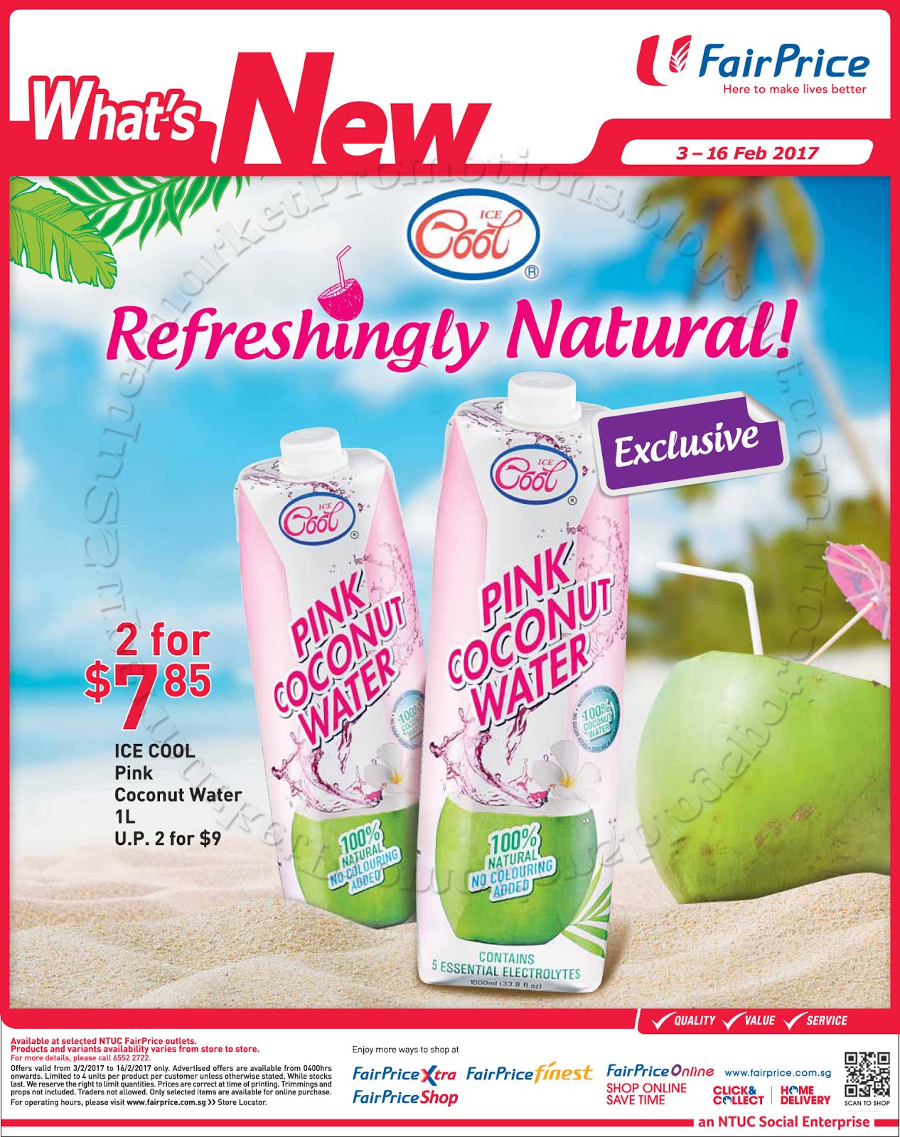 NTUC FairPrice Ice Cool Pink Coconut Water Promotion 03 16 February