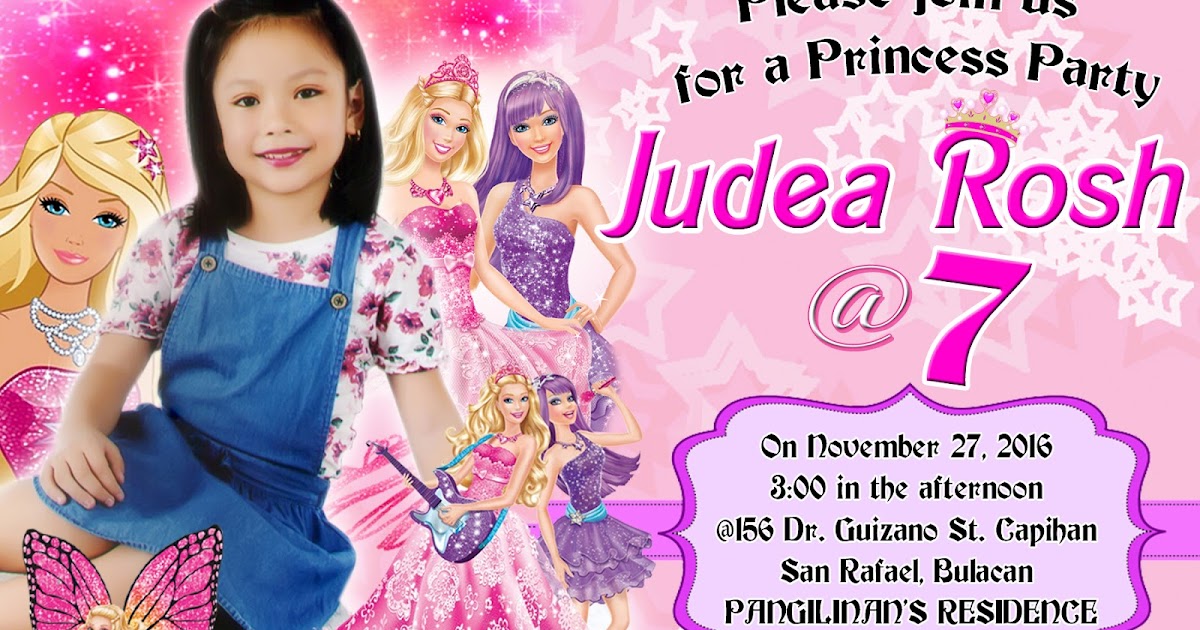 barbie invitation 7th birthday