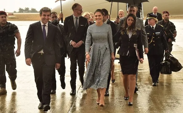 Crown Princess Victoria wore By Malina lace dress. Prime Minister Saad Hariri, at Grand Serail. Lebanese President Michel Aoun