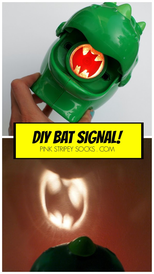 DIY Bat Signal for kids using their flashlight