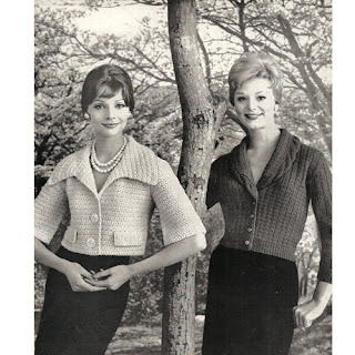 Viintage 1960's knitted cardigan patterns, waist length.