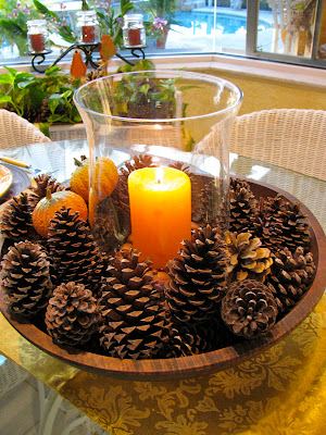 cheap thanksgiving decoration - pine cone centerpiece