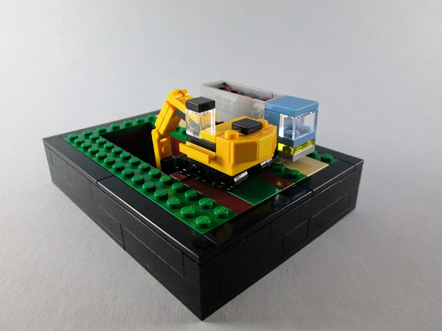 MOC LEGO micro escala Escavadora e camião
