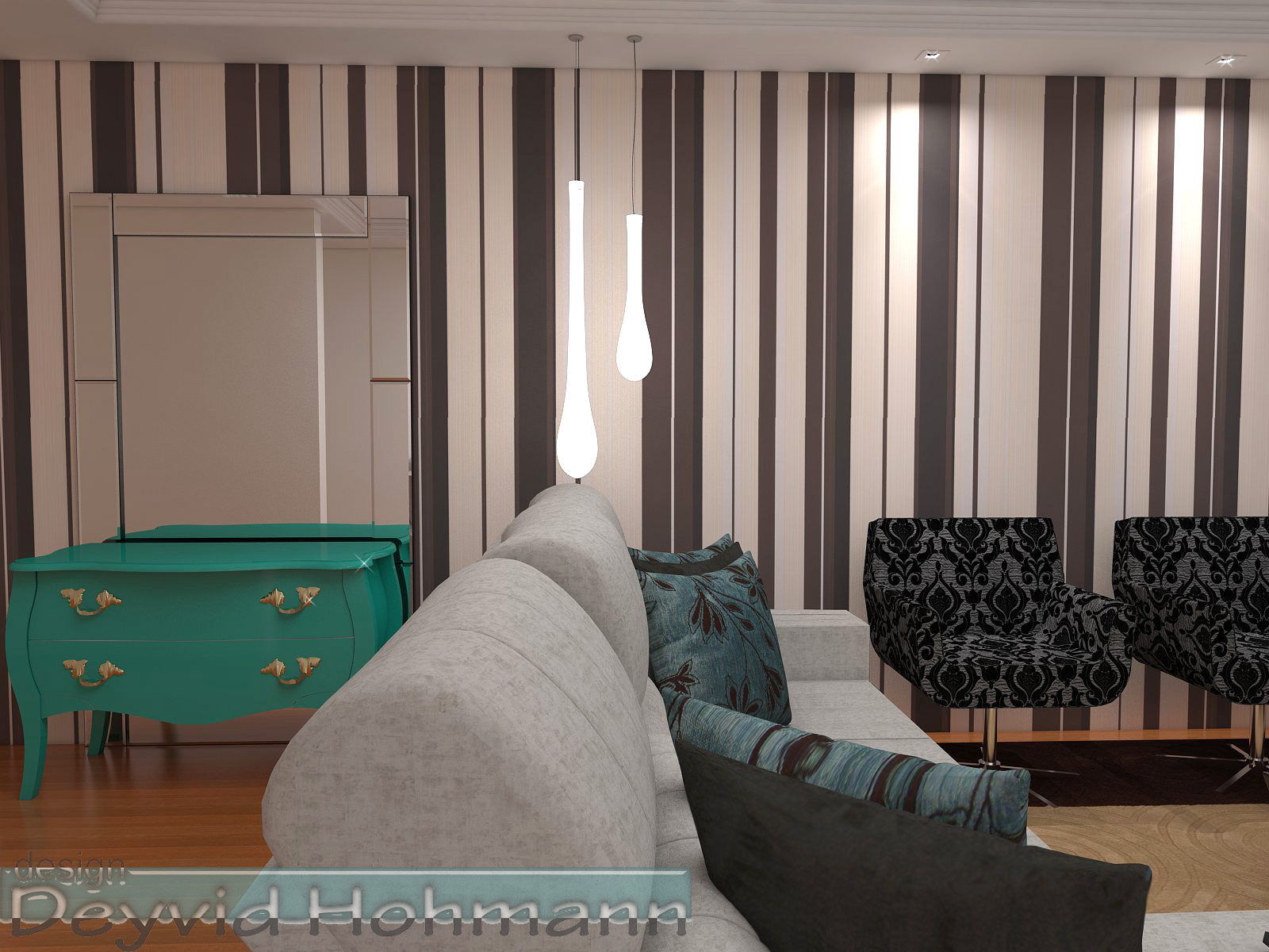 Deyvid Hohmann: Sala de estar com sofá retrátil