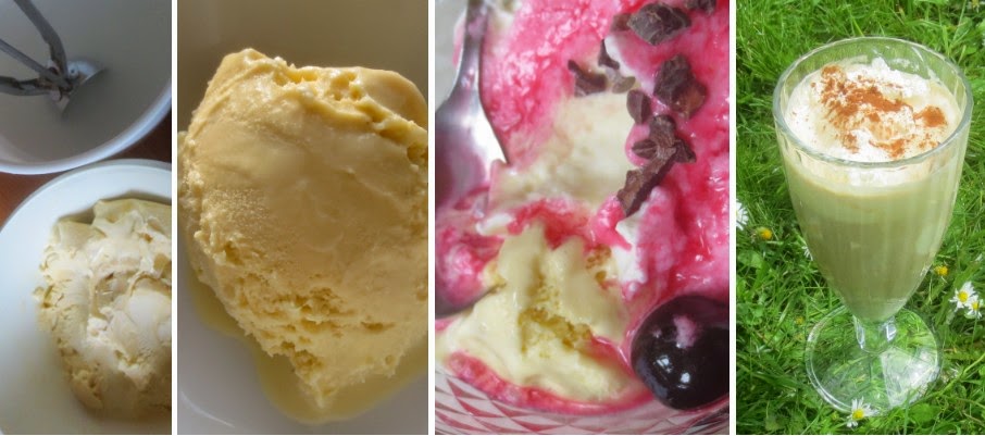 Tonkabohnen-Eis im Einsatz - Amarena-Eisbecher und  Eiskaffee