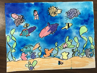 Elements of the Art Room: 1st grade ocean scenes