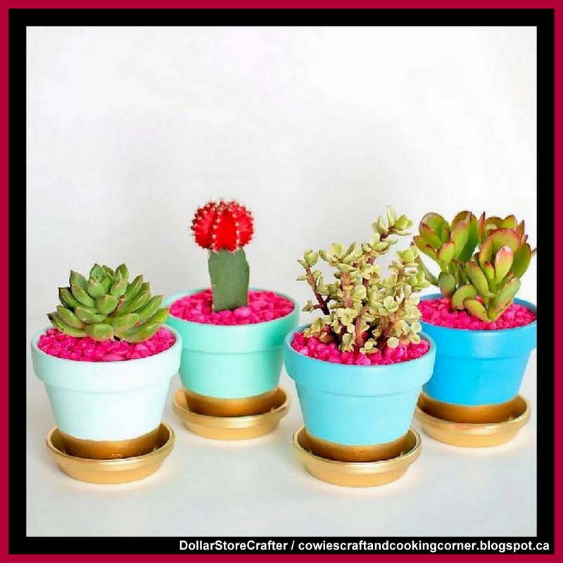 Dollar Store Crafter Make Gold Dipped Plant Pots Using Dollar Tree Items