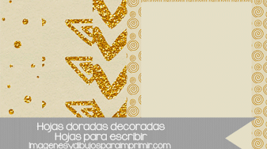Hojas decoradas en dorado para imprimir y escribir