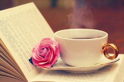 book and coffee with flower peace