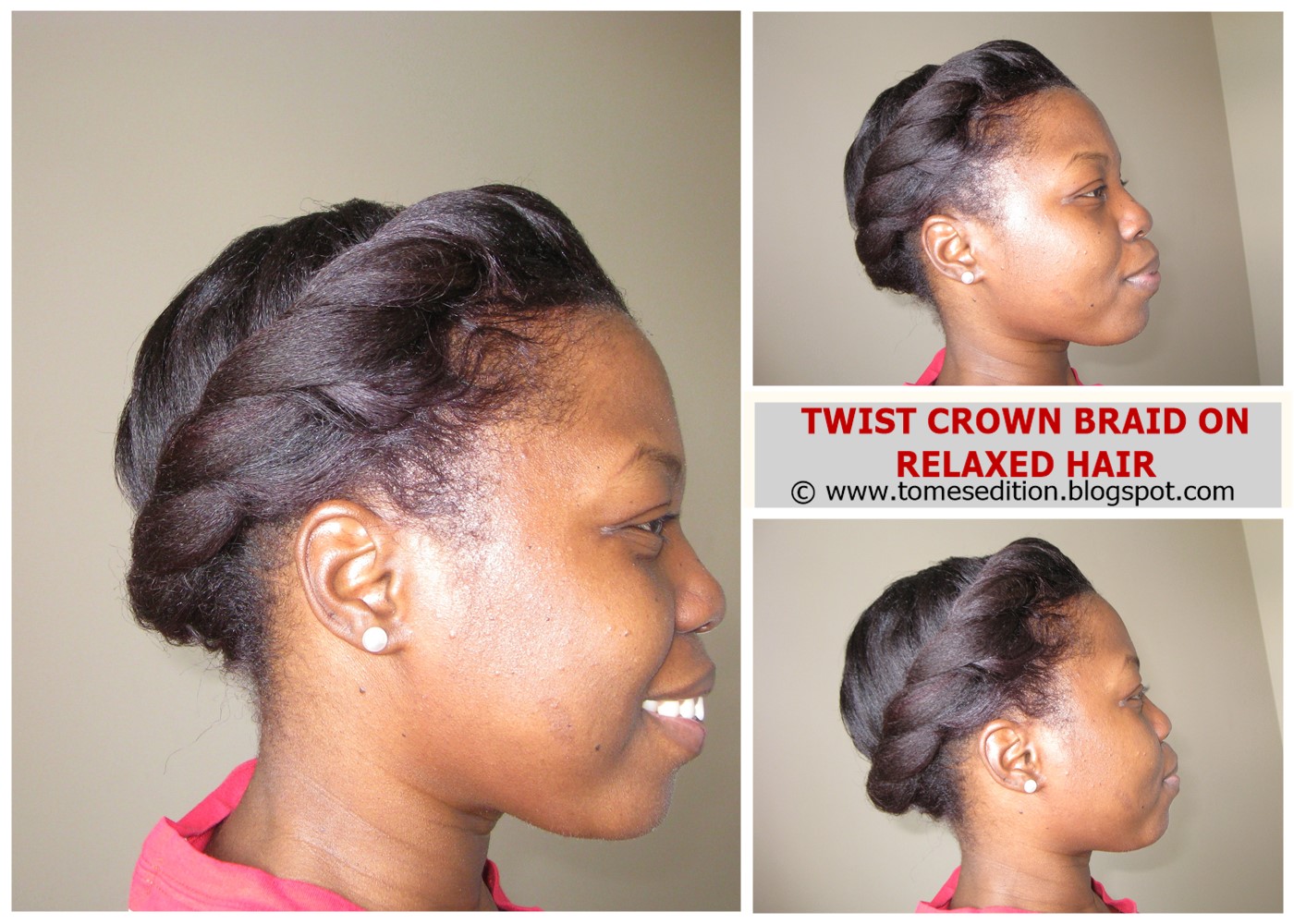 Tomes Edition Twist Crown Braid On Relaxed Hair