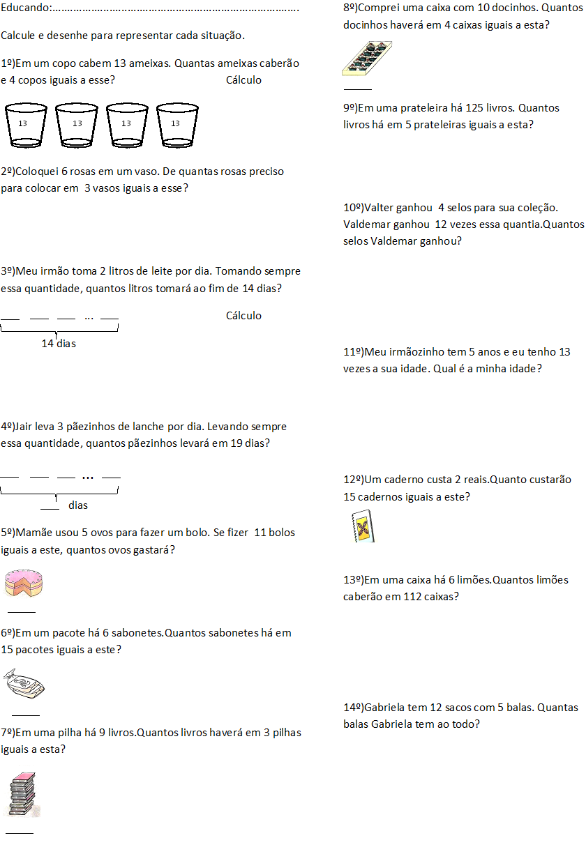 Situações Problema 5 Ano Multiplicação E Divisão - EDUCA