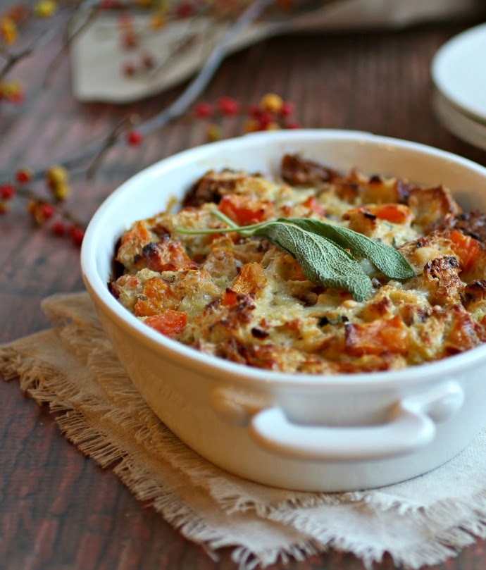 Hungry Couple Savory Butternut Squash Bread Pudding