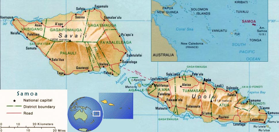 WESTERN SAMOA - GEOGRAPHICAL MAPS OF WESTERN SAMOA ~ Klima Naturali™