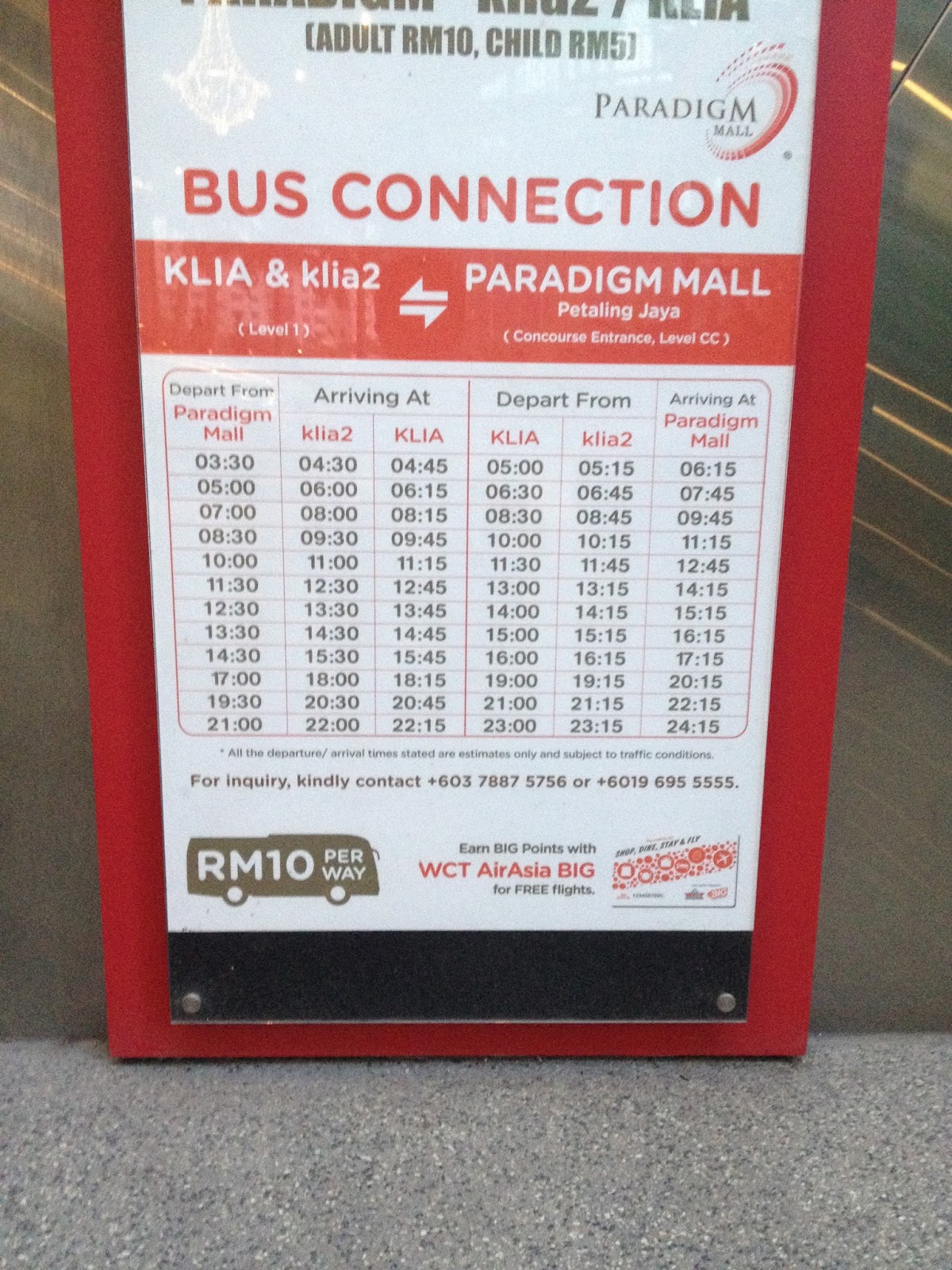 Ken Teo's Blog: Paradigm Mall KLIA2 bus new schedule (updated on