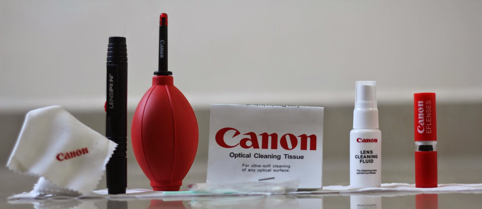 Canon sensor and lens cleaning kit, with ricket blower, brush, tissue papers and cleaning swabs