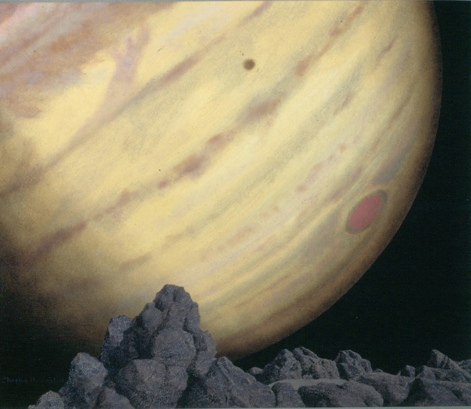 Jupiter as seen from Amalthea painting by Chesley Bonestell