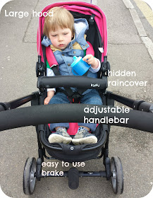 Kiddy travel system, toddler in kiddy pushchair, kiddy clicknmove