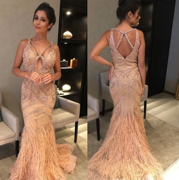 vestido de formatura nude