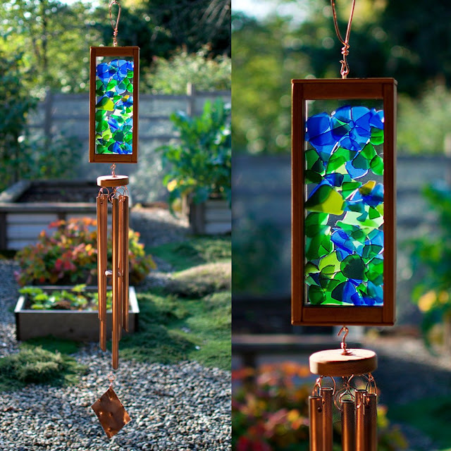 Coast Chimes soothing colours blue-green kaleidoscope wind chime
