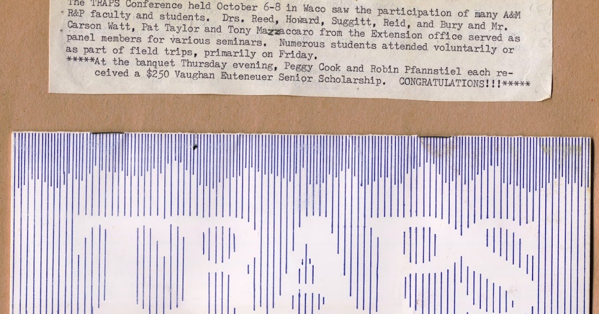 ABT UNK Sentimental Sunday TAMU RPTS Stories 1976 TRAPS Conference