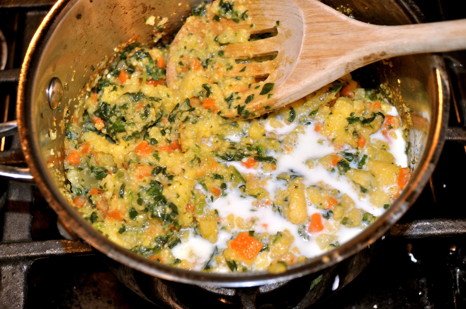 One Classy Dish Creamy Polenta with Carrots & Spinach