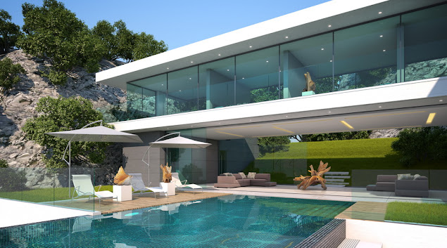 Perspective 3D de villa de luxe