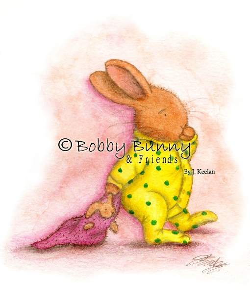 Bobby Bunny Character Illustration, Original Colour - Copyright Bobby Bunny & Friends By Jennifer Keelan Illustration 2007