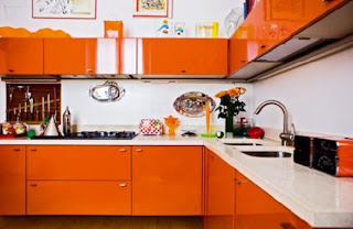modern orange kitchen design