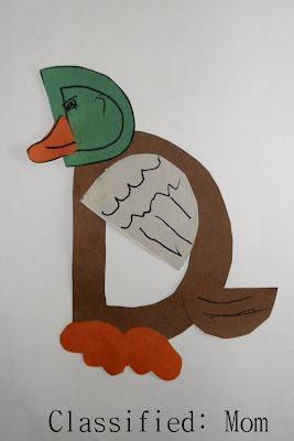 paper crafts for kids: animal alphabet art- d is for duck - crafts