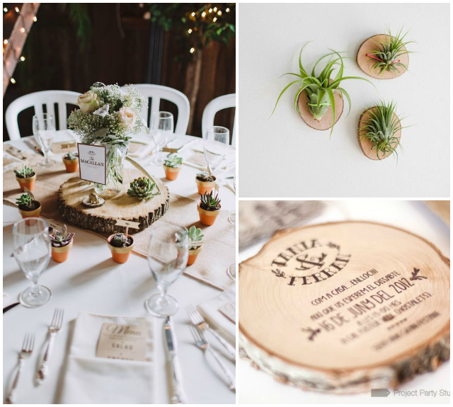 Decorar con rodajas de madera