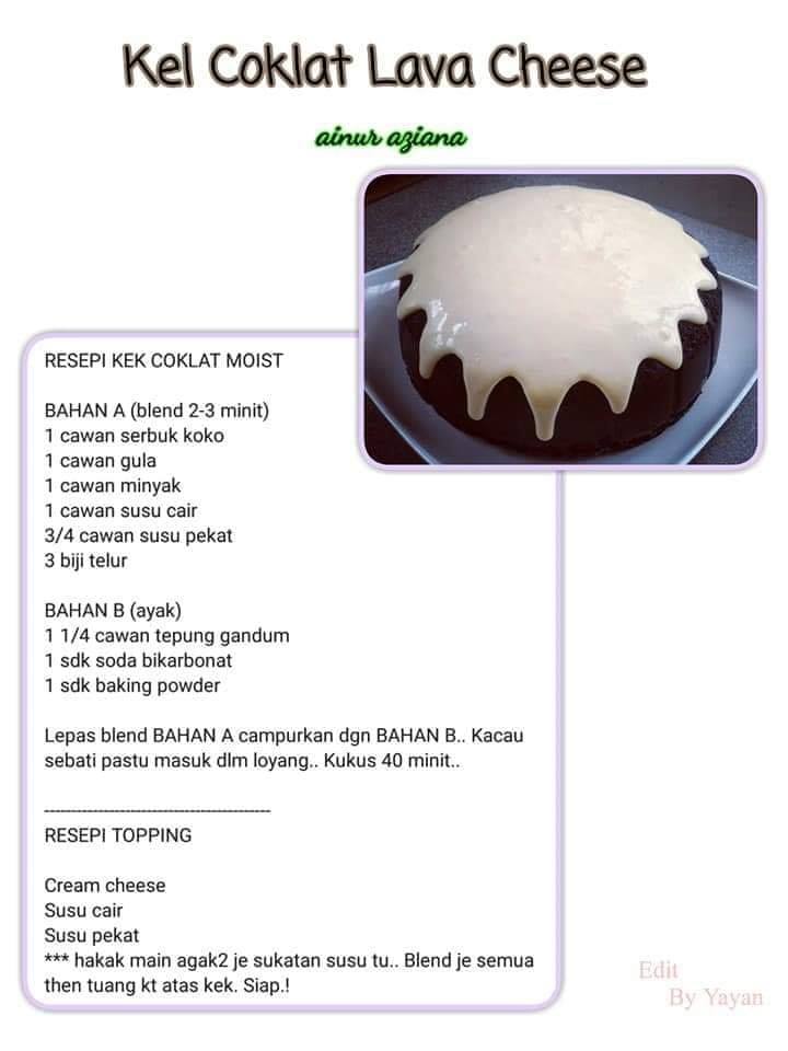 resepi kek coklat lava cheese