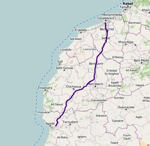 Autoroute 7 (A7) Maroc Maps