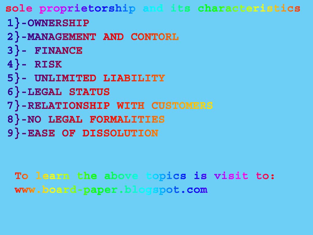 sole proprietorship and its characteristics