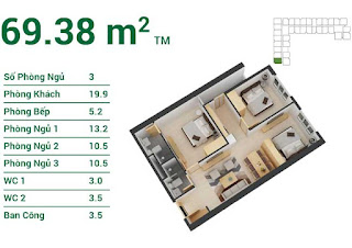 Thiết kế căn hộ Zen Tower 69.38 m2