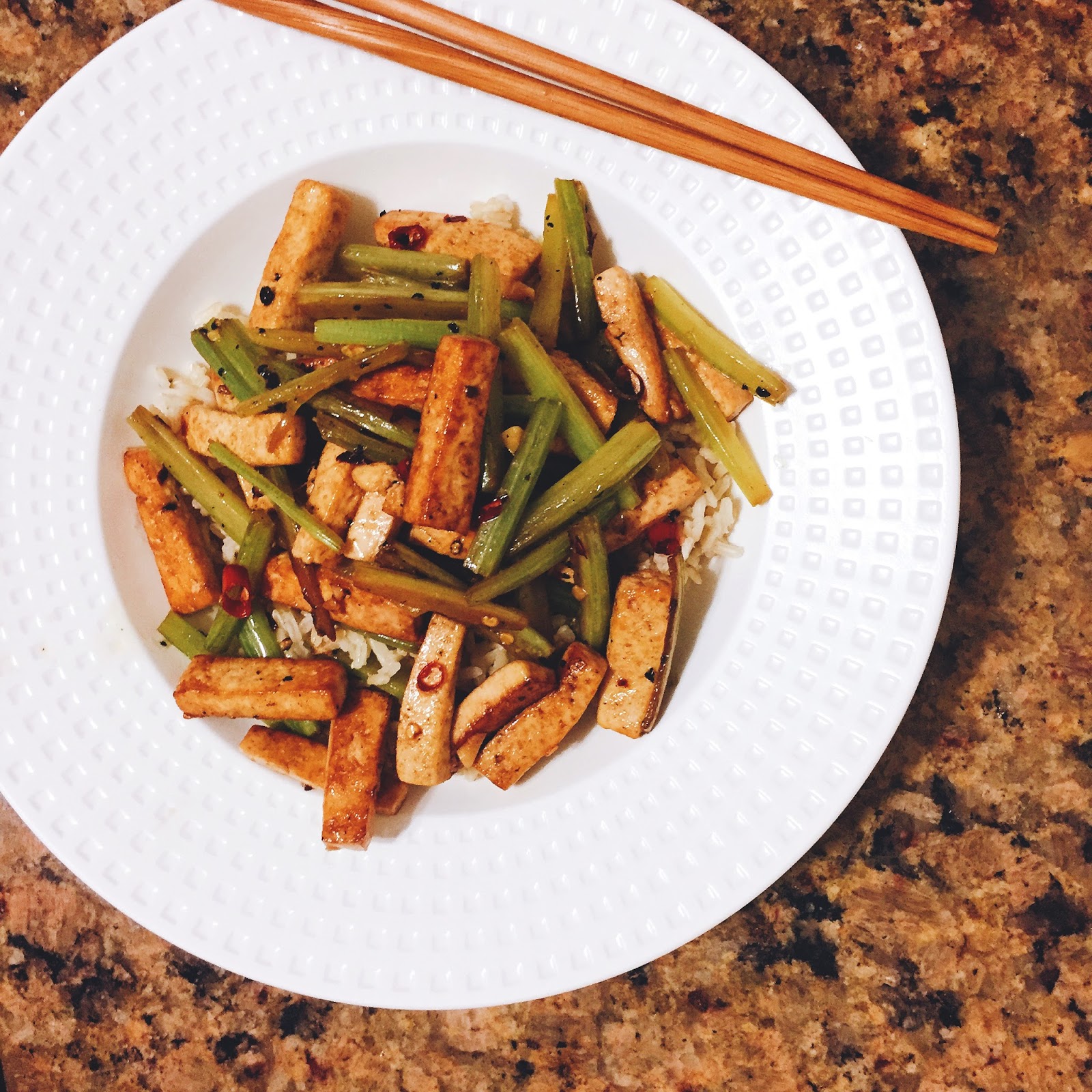 iron stef szechuan celery tofu stirfry