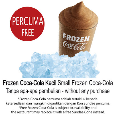 McDonald's Malaysia Free Frozen Coca-cola Sundae Cone Without Any Purchase