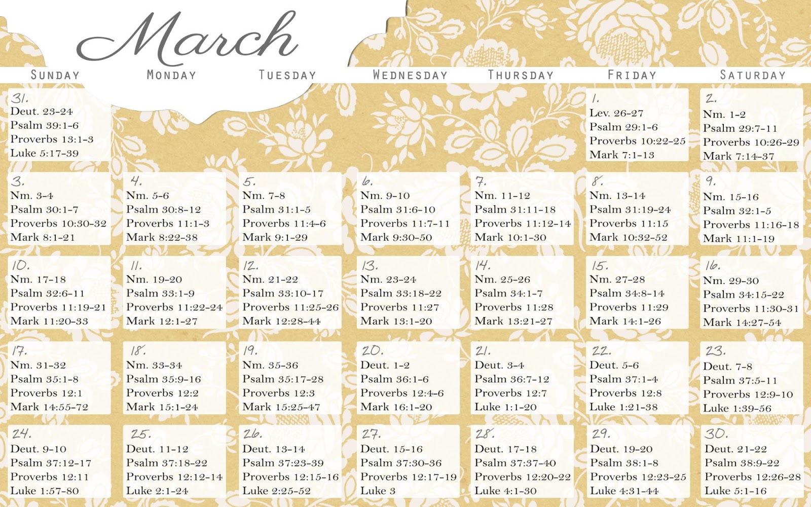 West Of Newbury Street FREE Printable Calendar Bible Reading In March West Of Newbury Street FREE Printable Calendar Bible Reading In March