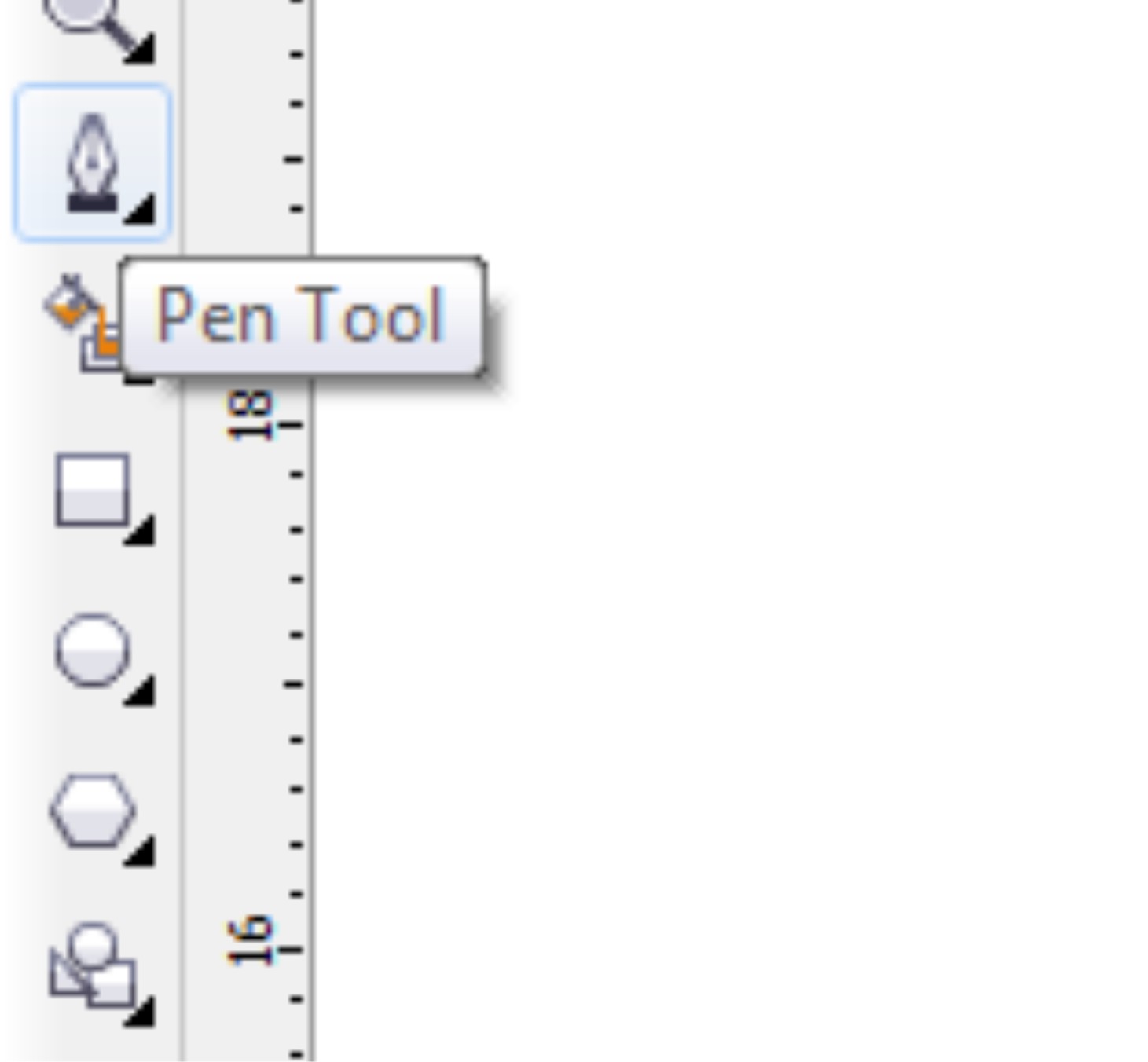 setelah itu kita klik buat garis menggunakan pen tool klik simbol pen tool disebelah kiri kalau