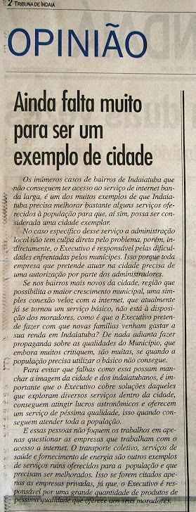 Jornal Tribuna de Indaiá - Editorial