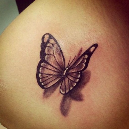 Pequena Borboleta Preta com Sombra Tatuagem