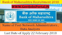 Bank of Maharashtra Recruitment 2018– 28 Network Administrators , Data Analysts