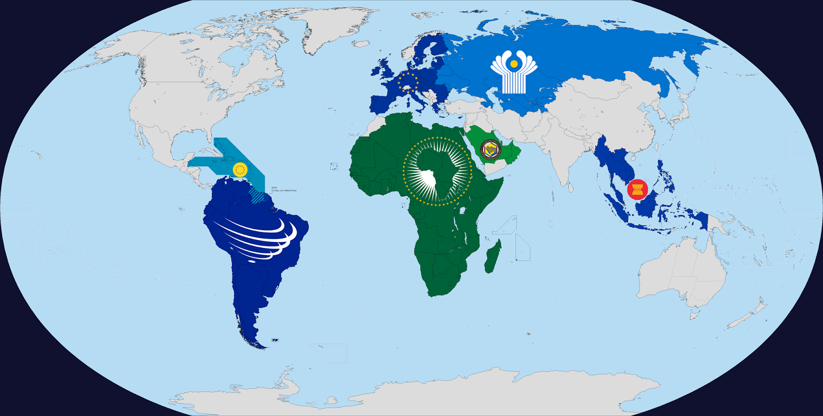 An elaborated map of "continental" unions (2014) Vivid Maps