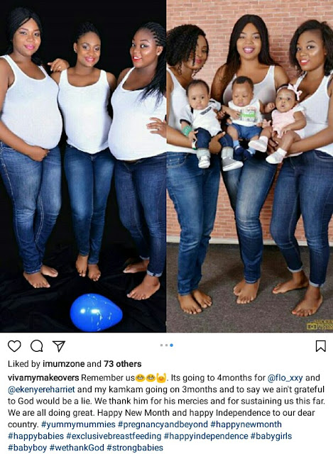  Photos: Three Nigerian friends who were pregnant at the same time share photos with their babies four months after birth